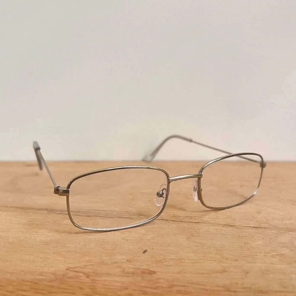 silver trim clear lens sunglasses